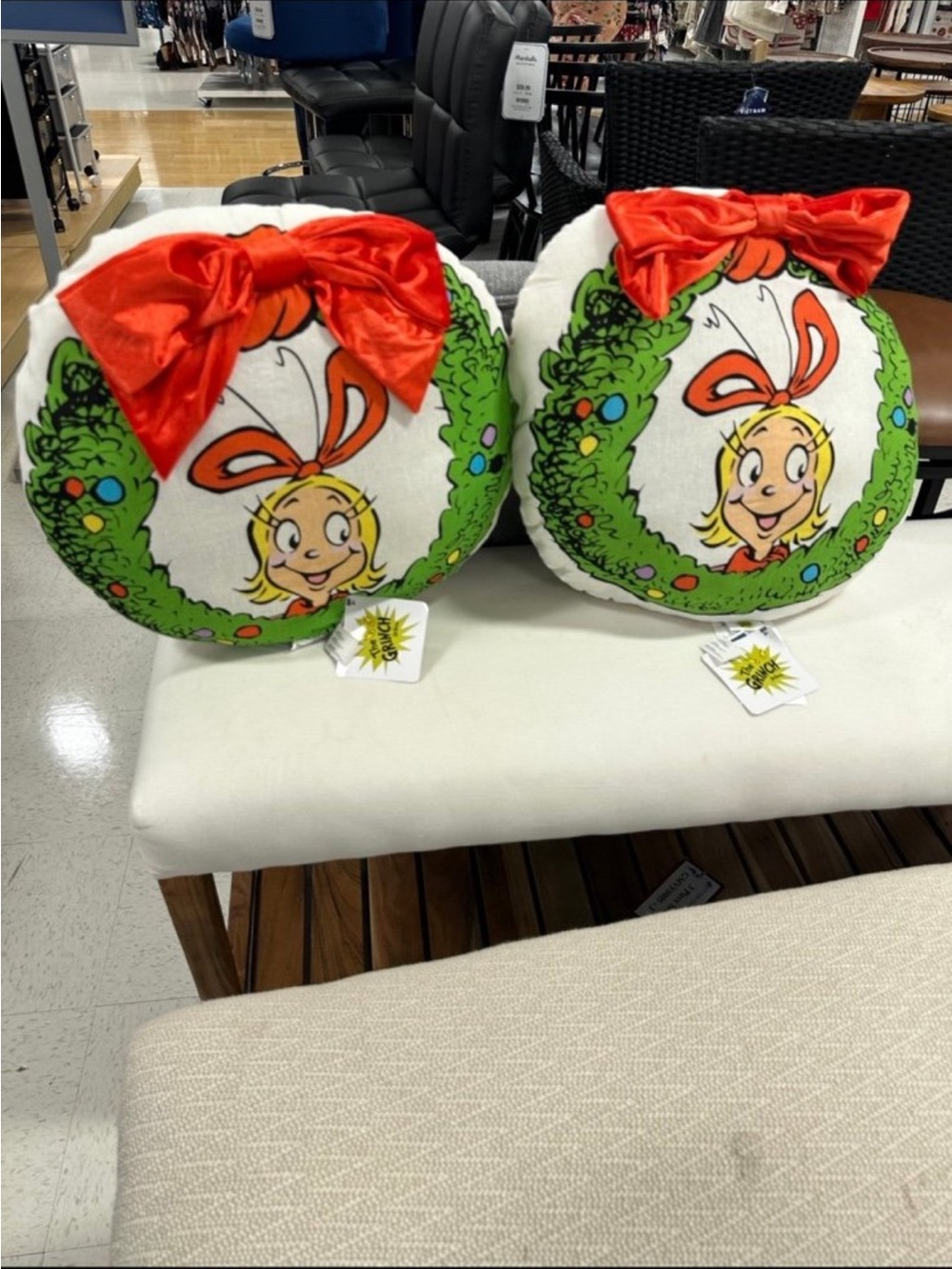 The Grinch Cindy Lou Who Christmas Wreath Accent Pillows (Set of 2)